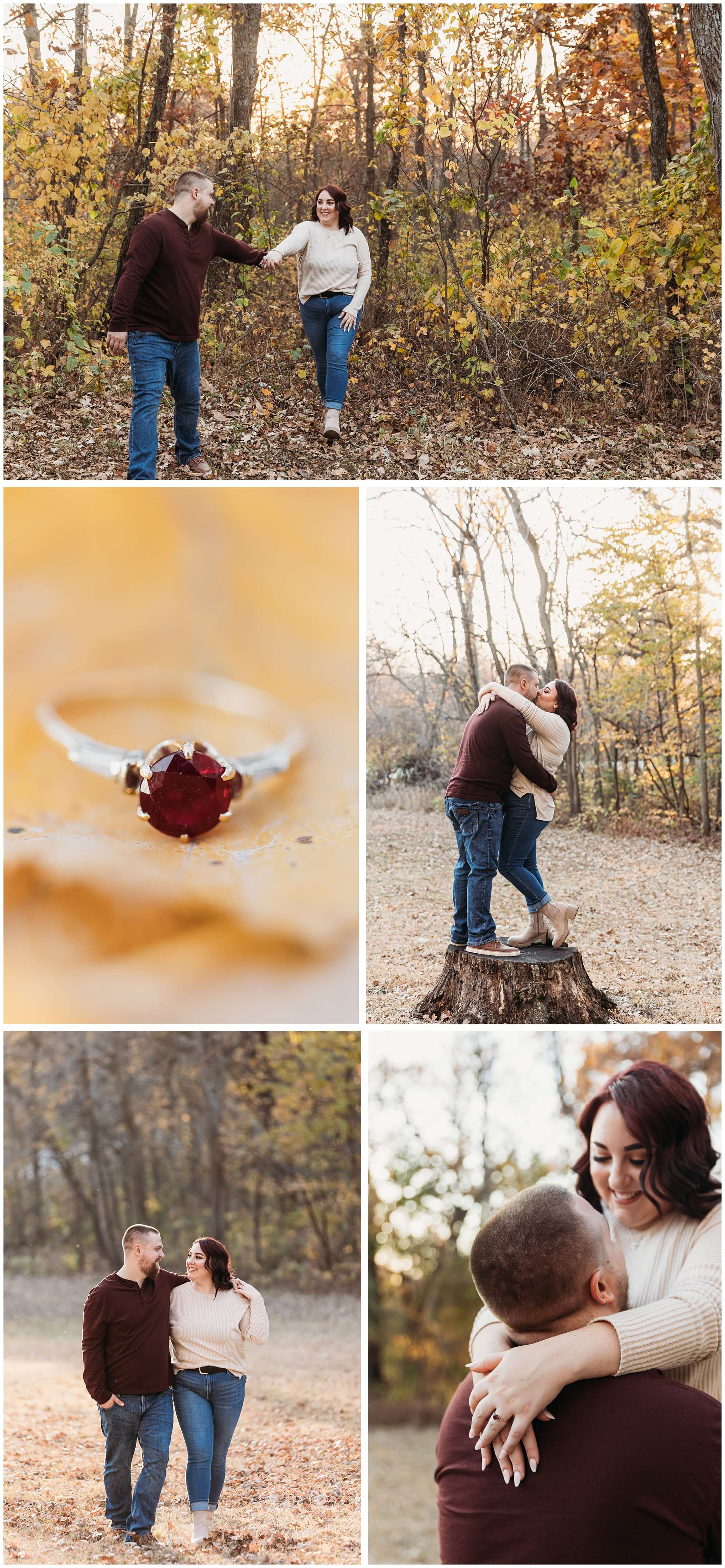 iowa fall engagement photos in the cedar valley, family heirloom engagement ring