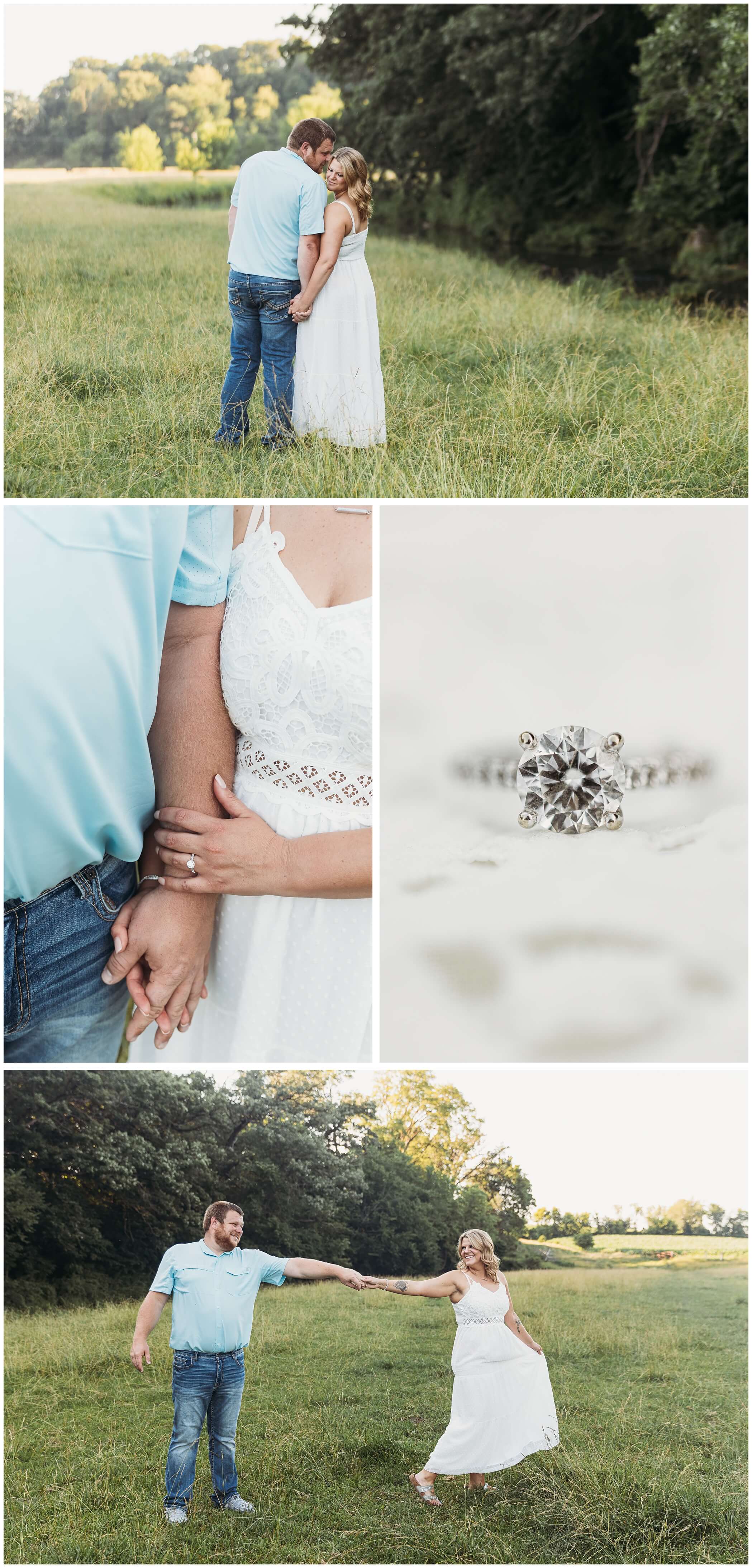 summer wisconsin engagement session, circle engagement ring